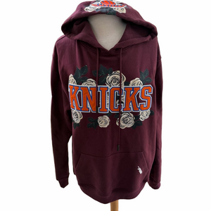 New York Knicks Roses Pro Standard Size Medium Wine Embroidered Hoodie NEW
